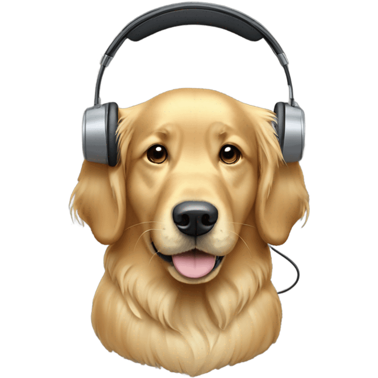 Golden retriever wearing a headset  emoji