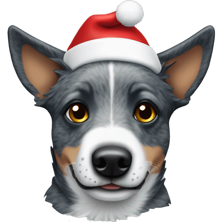 Blue Heeler Dog in Santa hat emoji