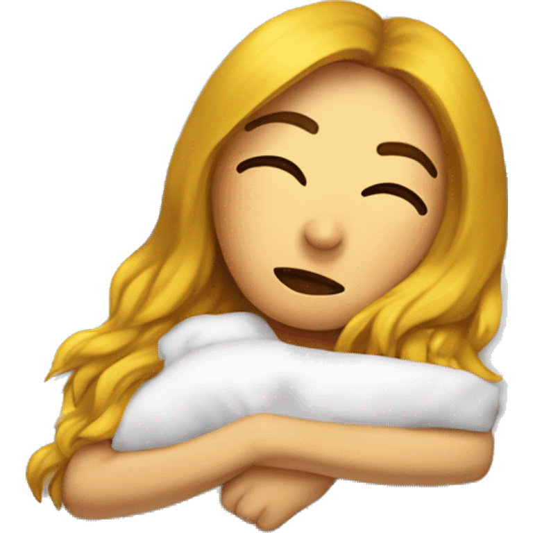 Chica blanca acostada en una almohada  emoji