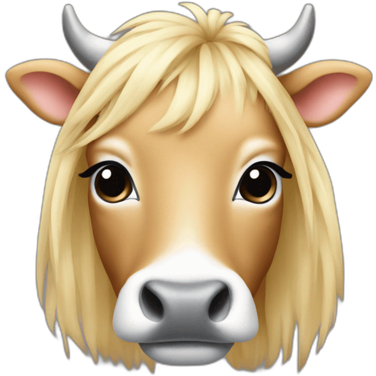 Cow with long blonde hair emoji