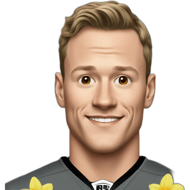 Jonathan Toews as rainbow with daffodils and roses emoji