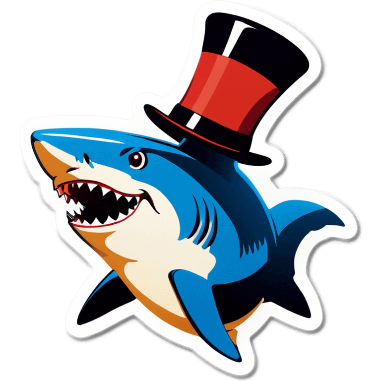 Shark with a top hat emoji