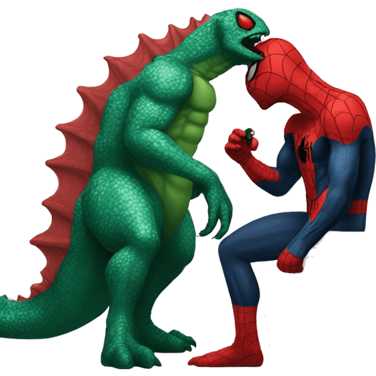 Spider-Man kissing Godzilla emoji