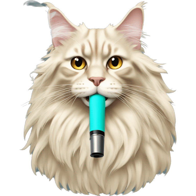 cream maine coon smoking a vape emoji