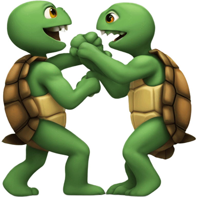 Two turtles fighting emoji