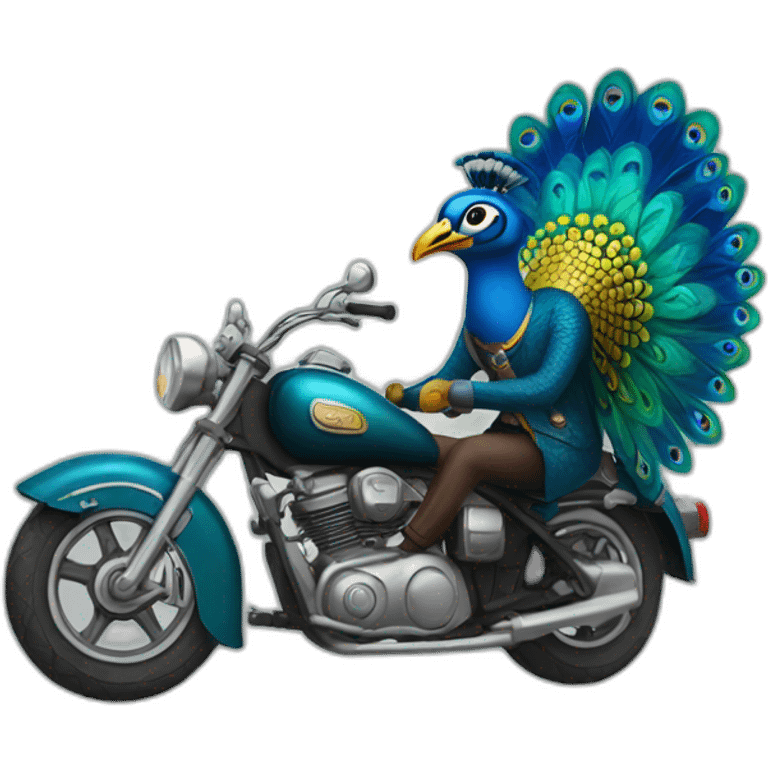 peacock on a motorcycle emoji