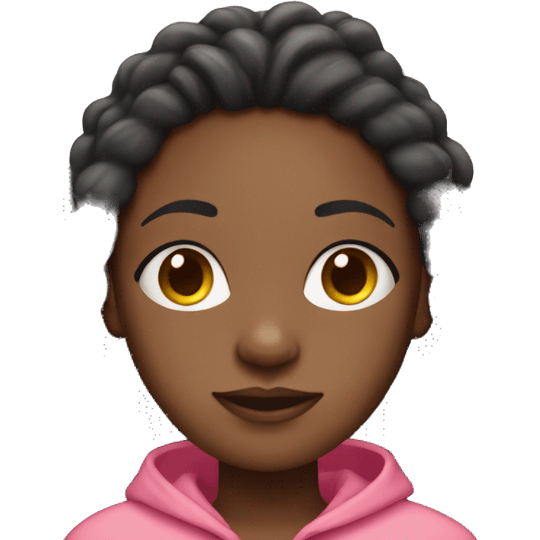 Black girl with dreadlocks wearing a pink hoodie emoji