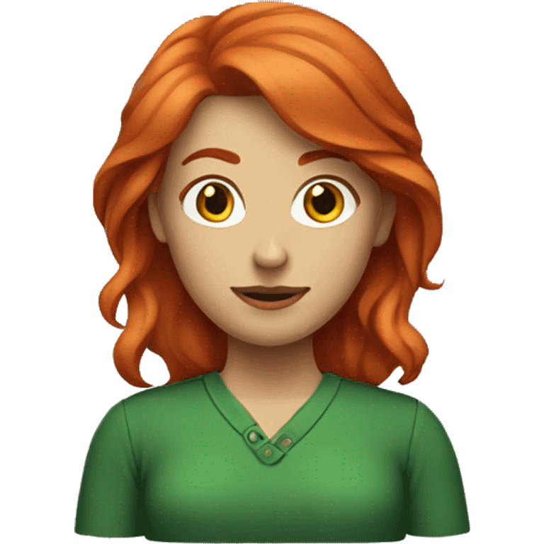 Red hair with green clothes woman emoji