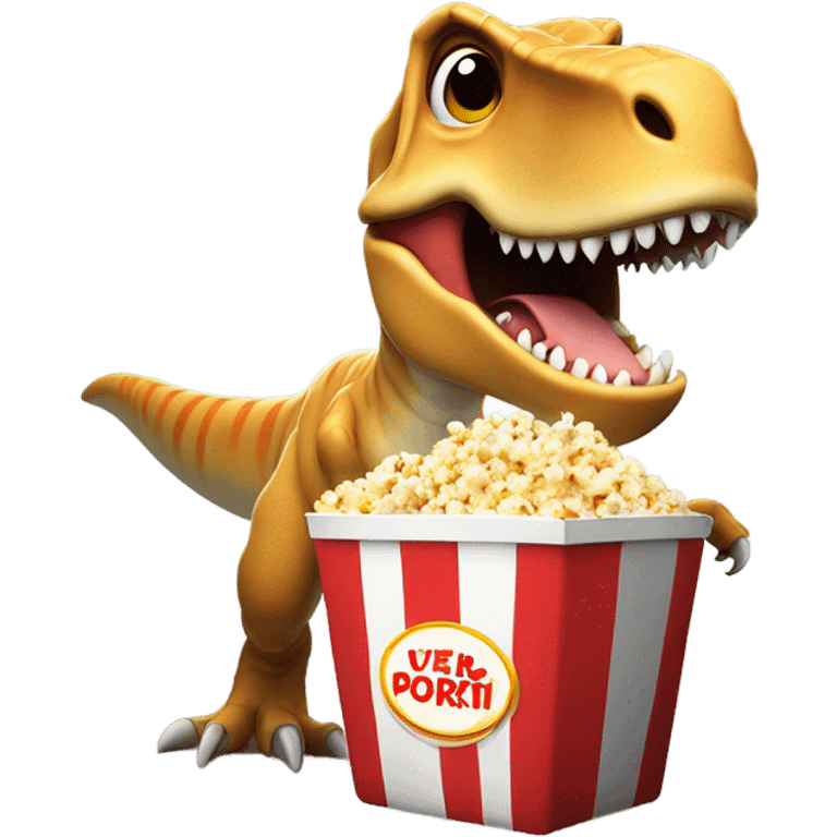 trex eating popcorn in anticipation emoji