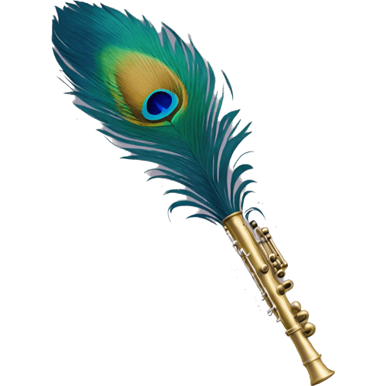 Peacock feather attached to flute emoji