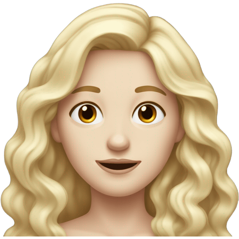 Woman, white skin, pale skin, long hair, blonde hair, wavy hair, losing weight emoji