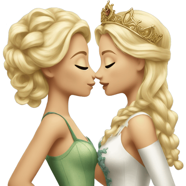 2 women princesses couple blonde kiss emoji