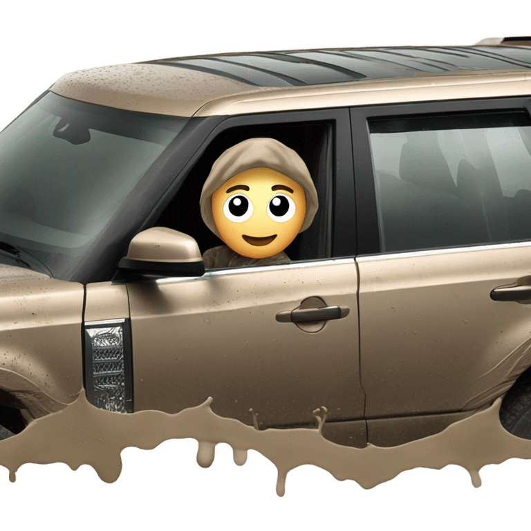 person driving a ranger rover in the mud and getting dirty emoji