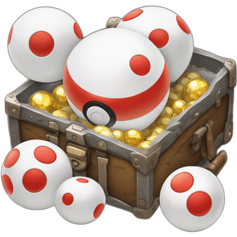 Pokemon Game LootCase White Color Rich Treasure Legendary Epic Pokeballs and Pokemons Inside emoji