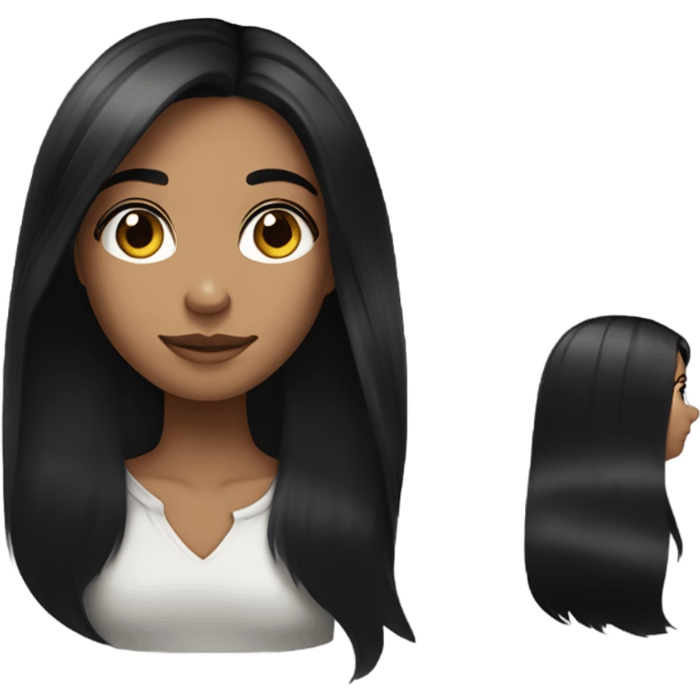 a black haired girl with medium long hair With a skin emoji