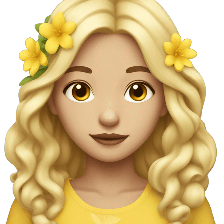 yellow blossom girl white/tan skin  emoji