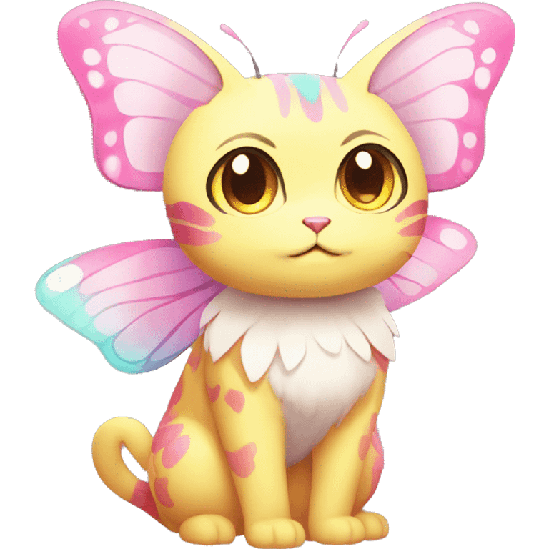 Kawaii Colorful Butterfly-Cat-Pokémon-Fakémon Full Body emoji