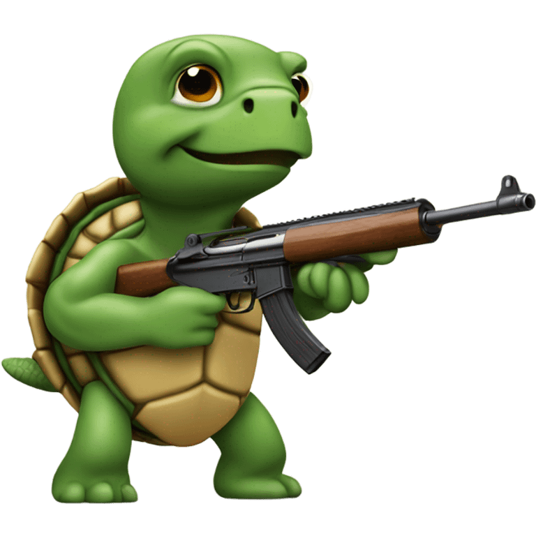 Turtle shooting a rifle emoji