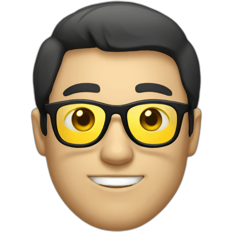 White man with yellow tinted glasses and black hair  emoji