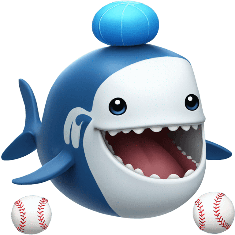 Whale with a blue baseball emoji