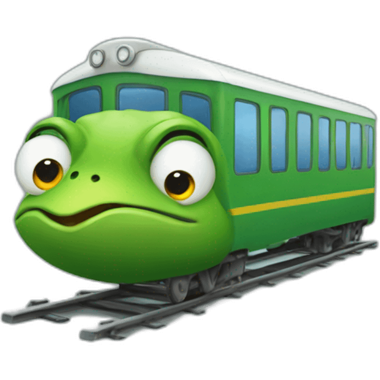 Une grenouille sur un train emoji