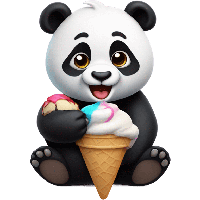 Panda eating ice cream emoji