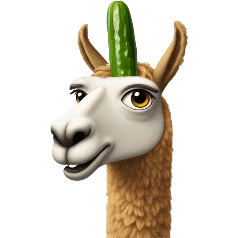 Llama getting hit by a pickle emoji