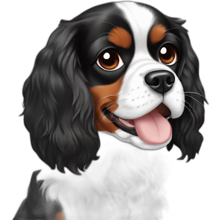 cavalier king charles spaniel black and white emoji