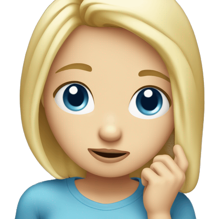 girl with blonde hair and blue eyes with drunk look scratching head and confused emoji