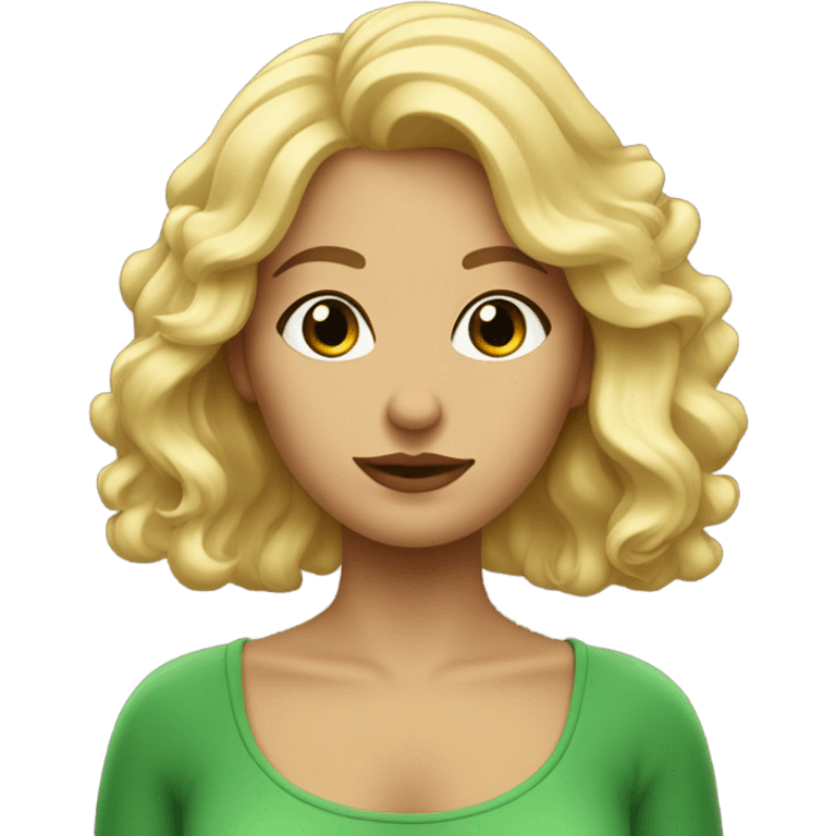 femme cheveux blonds ondulés yeux verts emoji