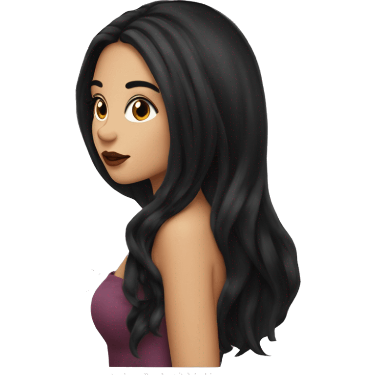 Bruntte girl with long black hair and beautiful lips emoji