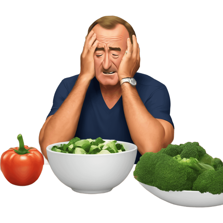 Al Michaels crying next to bowl of vegetables  emoji