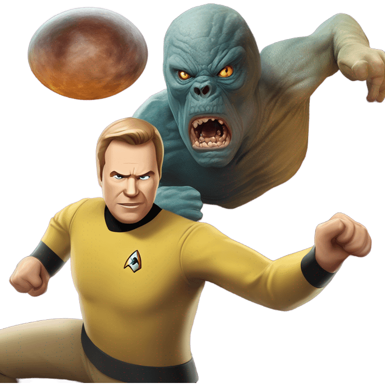 Captain Kirk fighting Gorm emoji