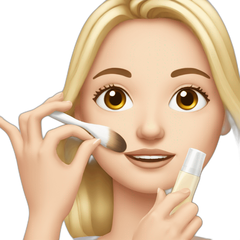 white girl applying cosmetic cream on face emoji