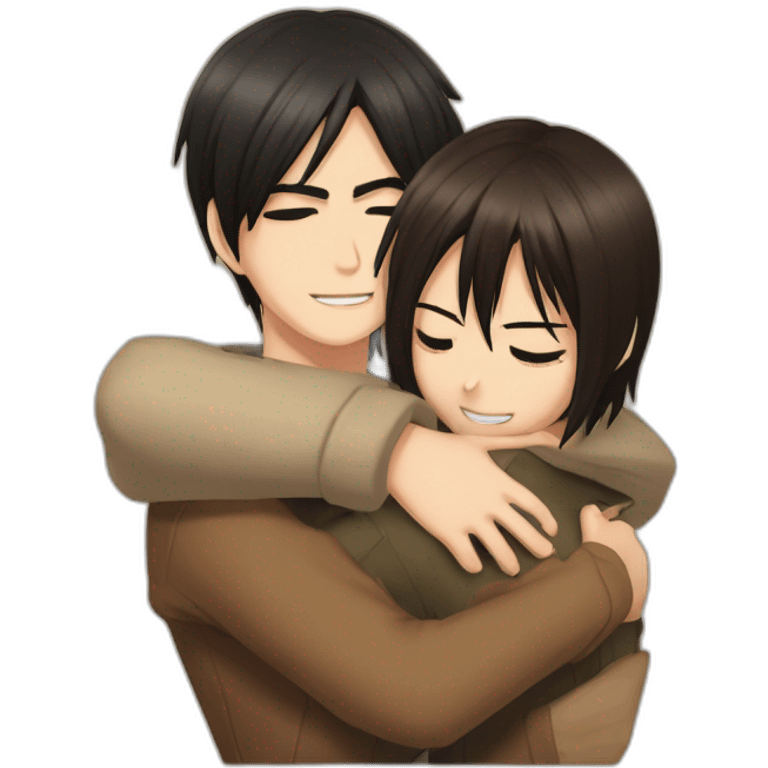 Eren and Mikasa hugging emoji