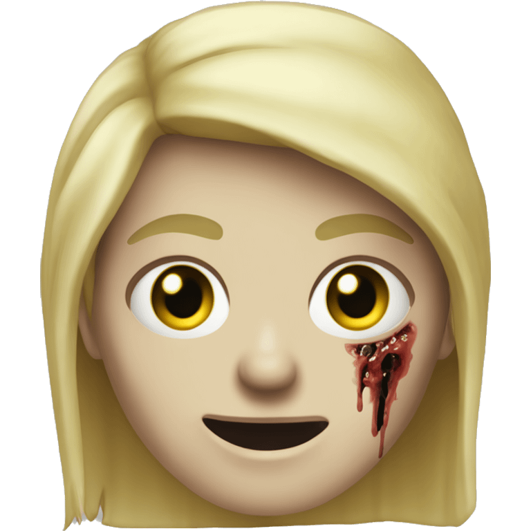 blonde-haired zombie, greenish skin, scars, spooky eyes with shirt blonde-haired zombie, greenish skin, scars, spooky eyes with shirt blonde-haired zombie, greenish skin, scars, spooky eyes with shirt emoji