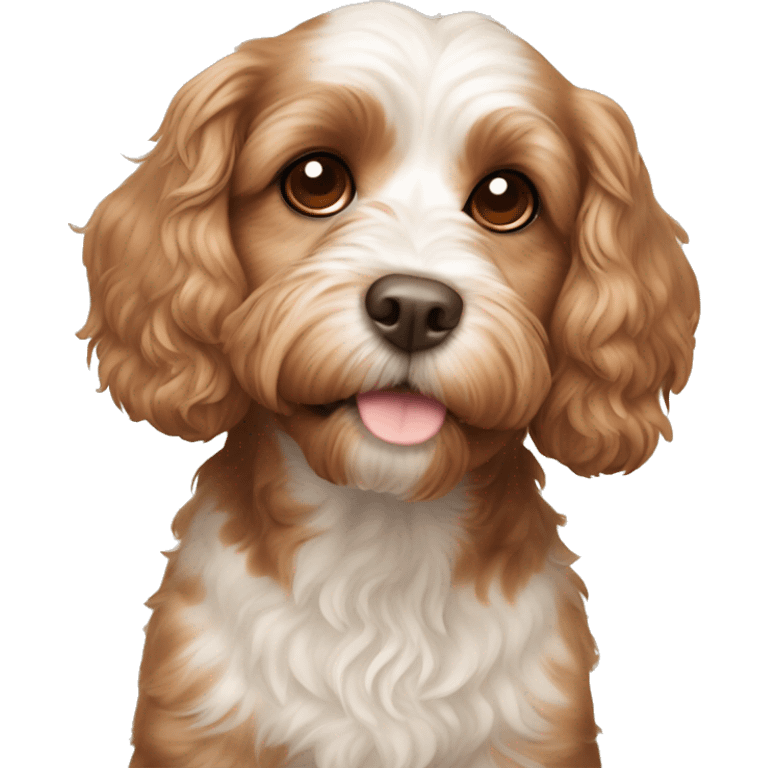 cavoodle dog with brown spots around eyes emoji