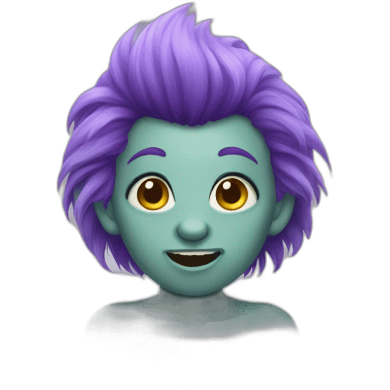 Cute purple hair troll emoji