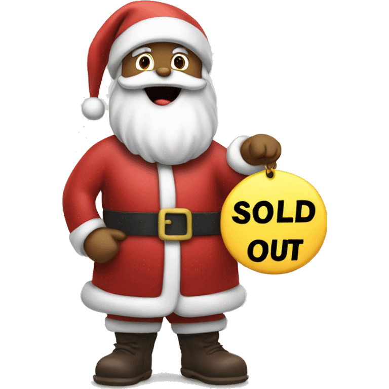 Santa holding sold out sign emoji