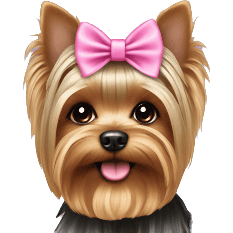 Cute yorkie with a pink bow emoji