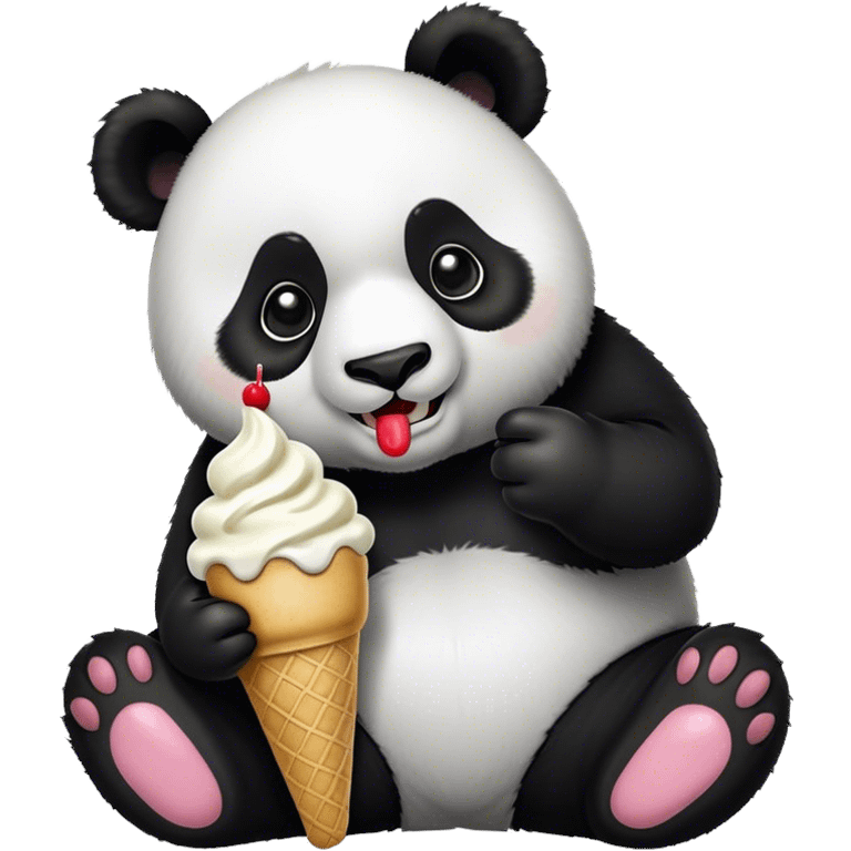 Panda eating ice cream emoji