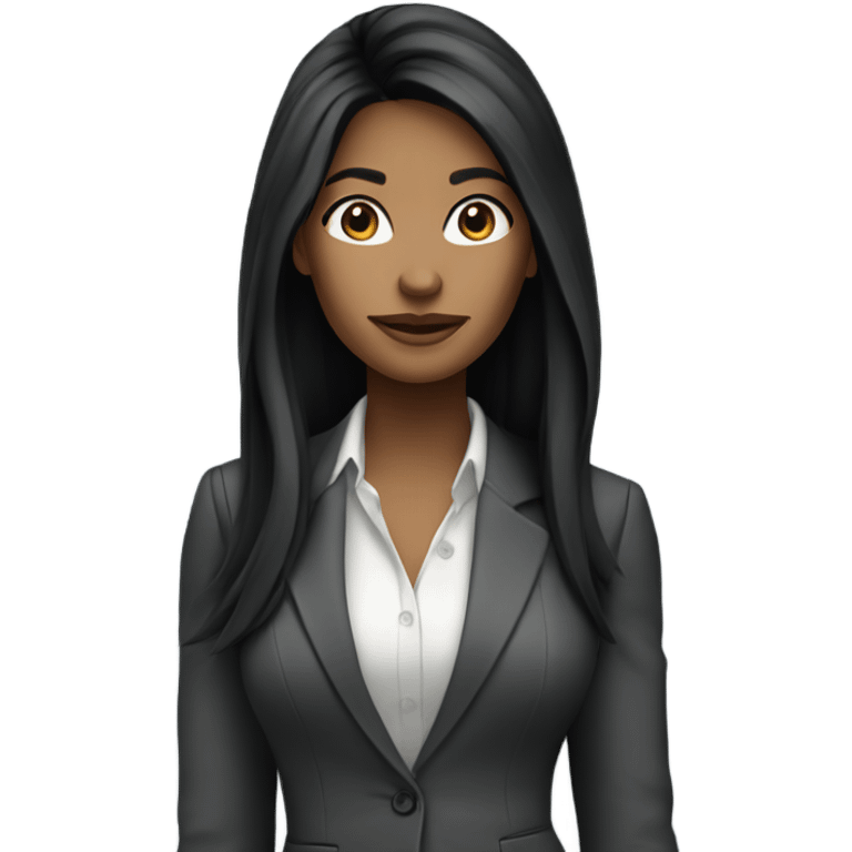 Woman with long black hair in a stylish business casual outfit  emoji