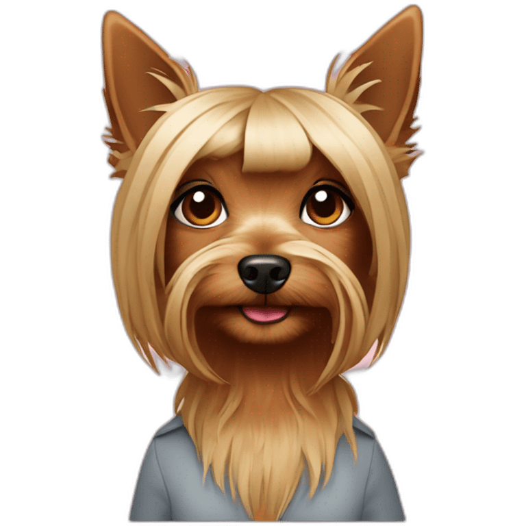 Mujer pelirroja y yorkshire terrier emoji