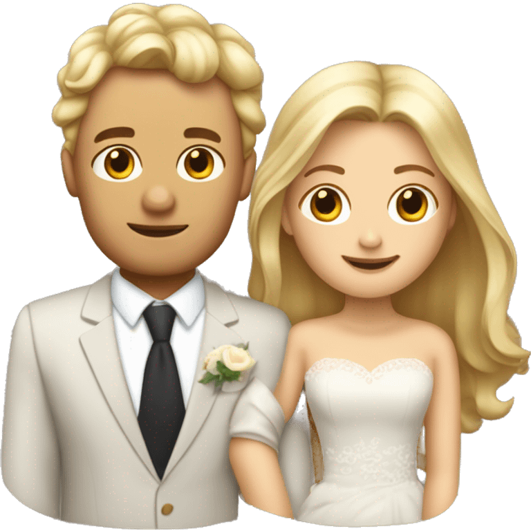 Blonde Frau lange Haare und Mann mit braune Haare und Bart heiraten emoji