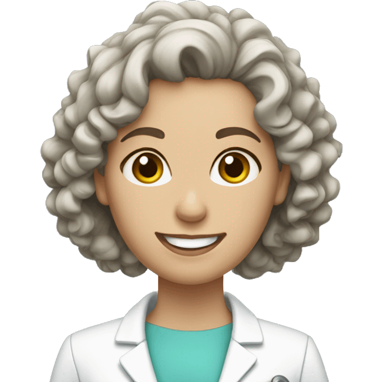 Dentist white woman curly brown hair  emoji