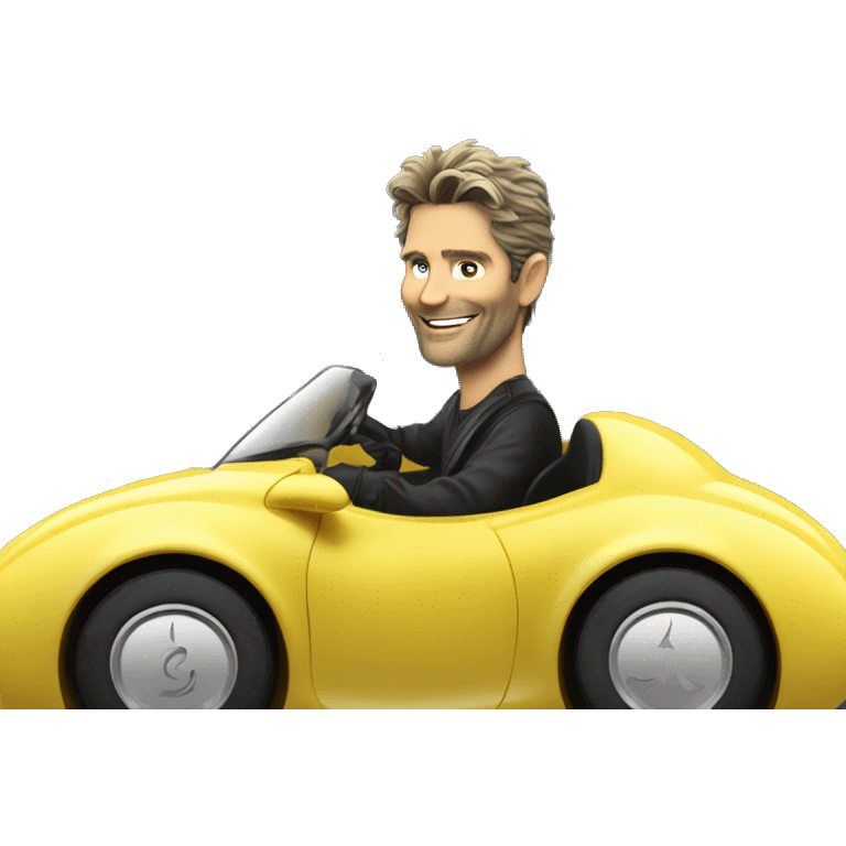 Eric bana in banana costume while driving banana car emoji