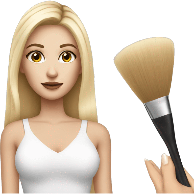 A makeup artist blonde girl with a makeup brush in her hand emoji