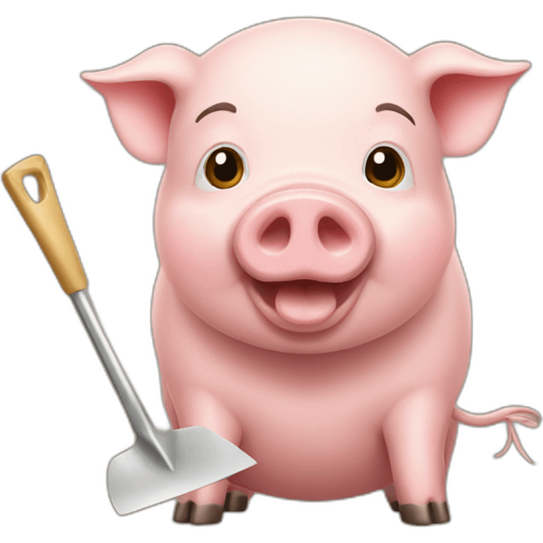 A pig with a shovel eating cheese emoji