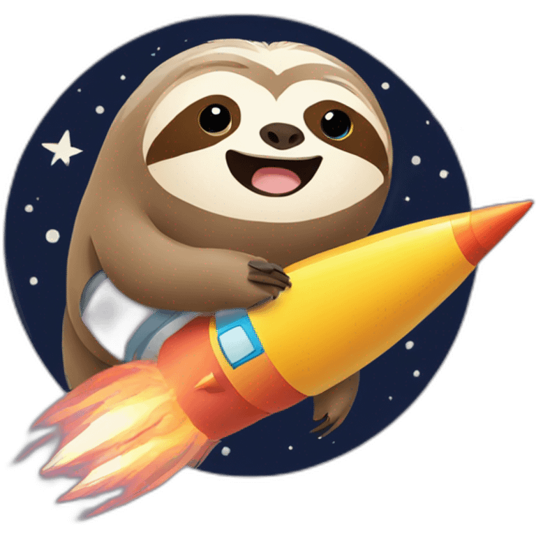 sloth on a rocket flying to moon with an ezoic logo emoji