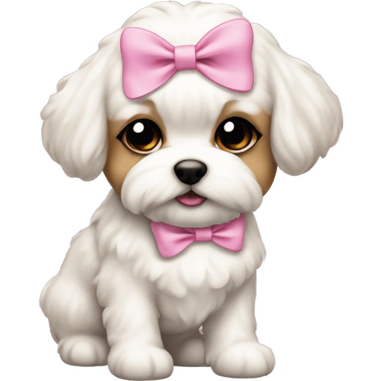 Schichon puppy pink bow emoji